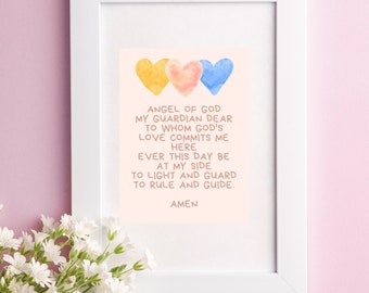 Angel Prayer Kids PRINTABLE nursery Educational Wall Art, School Church Sunday School Wall Decor Digital ENGLISH/SPANISH Digital Download