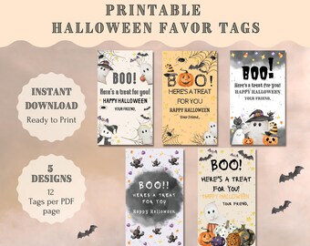 Happy Halloween Tag Printable Halloween Favor Tags Halloween Treats Bag Tags Halloween Treat Bag Toppers Digital Download