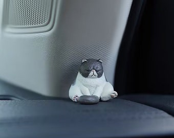 Sitting Sleepy Cat Car Review Mirror Decor, Cute Cat Figurine, Kawaii Car Dashboard Ornament, Cat Ornament, Gift For Cat Lover, Car Interior