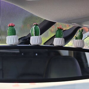 4PCS Cactus Pot Car Ornament, Cute Mini Cactus Pot Car Accessory, Car Rearview Mirror Decor, Car Dashboard Gift, Kawaii Car Ornament