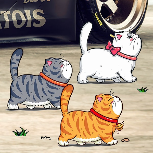 Cartoon Cute Cat Car Sticker, Funny Cat Scratch Cover Decals, Custom Waterproof Car Decoration, Car Decals For Women, Car Accessories