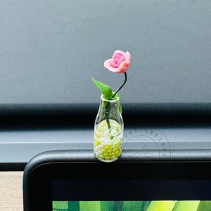 Cute Pink Rose Car Decoration, Sweet Vase Car Ornament, Cute Car Figurine, Car Dashboard Accessories, New Car Gifts, Creative Car Charms
