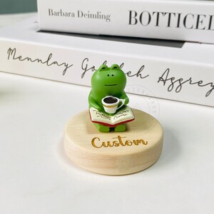 Cute Coffee Frog Car Decoration, Kawaii Car Ornament, Creative Chameleon Car Ornament Decor, Custom Text Car Wood Pallet, Car Parts