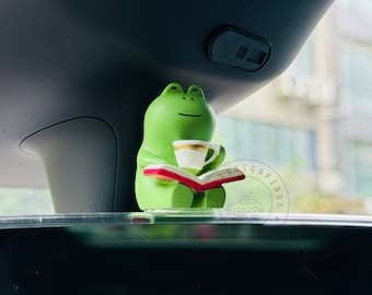 Cartoon Frog Car Dashboard Decor, Lovely Frog Figurine, Women Car Screen Ornament, Animal Desktop Ornament, Car Accessories, Desktop Decor