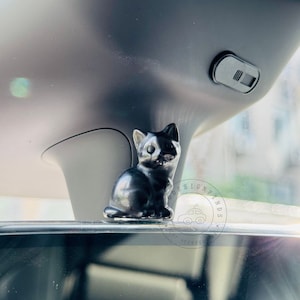 Cute Crystal Cat Car Mirror Ornament, Cute Cat Car Figurine, Car Rearview Mirror Decor, Car Dashboard Accessories, Cat Lover Gifts