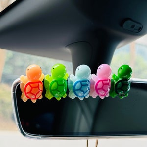 5PCS Cartoon Mini Turtle Ornament Figurine, Cute Colorful Turtle Car Decoration, Kawaii Car Interior Accessories, Car Screen Ornaments