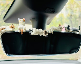 7 Style Mini Cat Ornaments, Car Mirror Dashboard Ornament, Handmade Car Accessory, Kawaii Car Decor, Car Interior Decor, Cat Lover Gifts