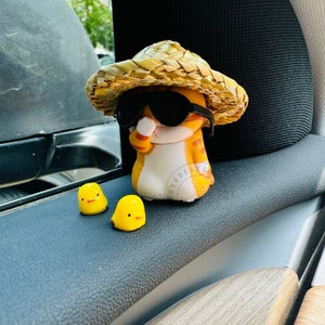 Decoración de espejo de revisión de coche de gato naranja de dibujos animados, Adorno de espejo de coche, Figura de gato bonito, Adorno de salpicadero de coche Kawaii, Interior de coche, Piezas de coche