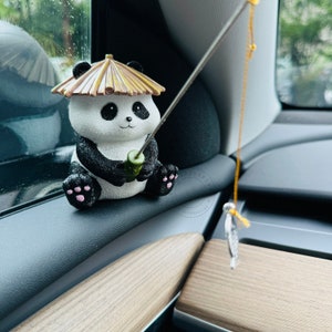 Lindo adorno para espejo retrovisor de coche con forma de pez Panada, figura de coche de dibujos animados, decoración para espejo retrovisor de coche, adorno decorativo para salpicadero, accesorios para coche para mujer