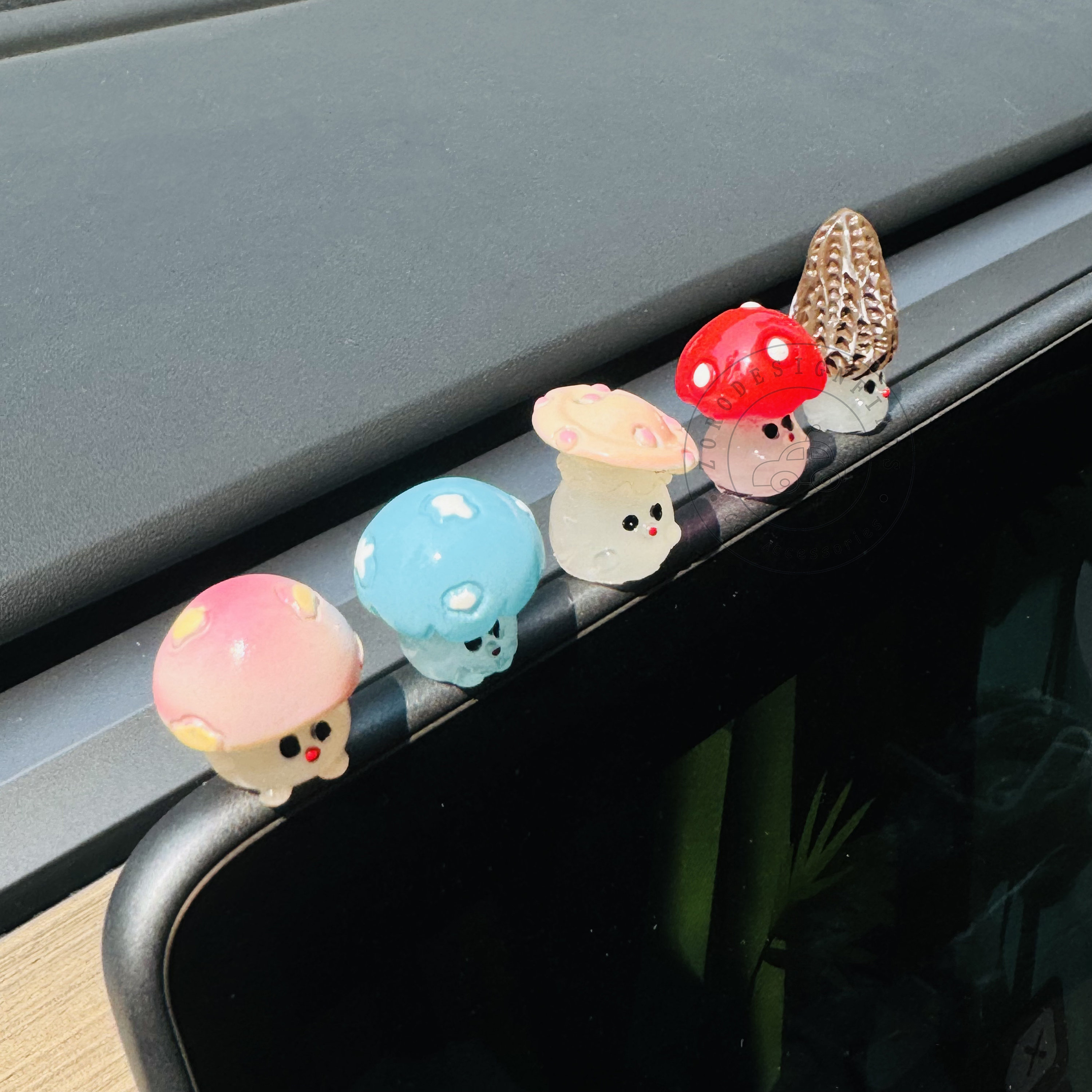 4 Funghi Fatati Da Appendere In Auto - Decorazioni Per Specchietto Retrovisore, Accessori Interni Divertenti Con Fata, Regalo Uomo/Donna - 4