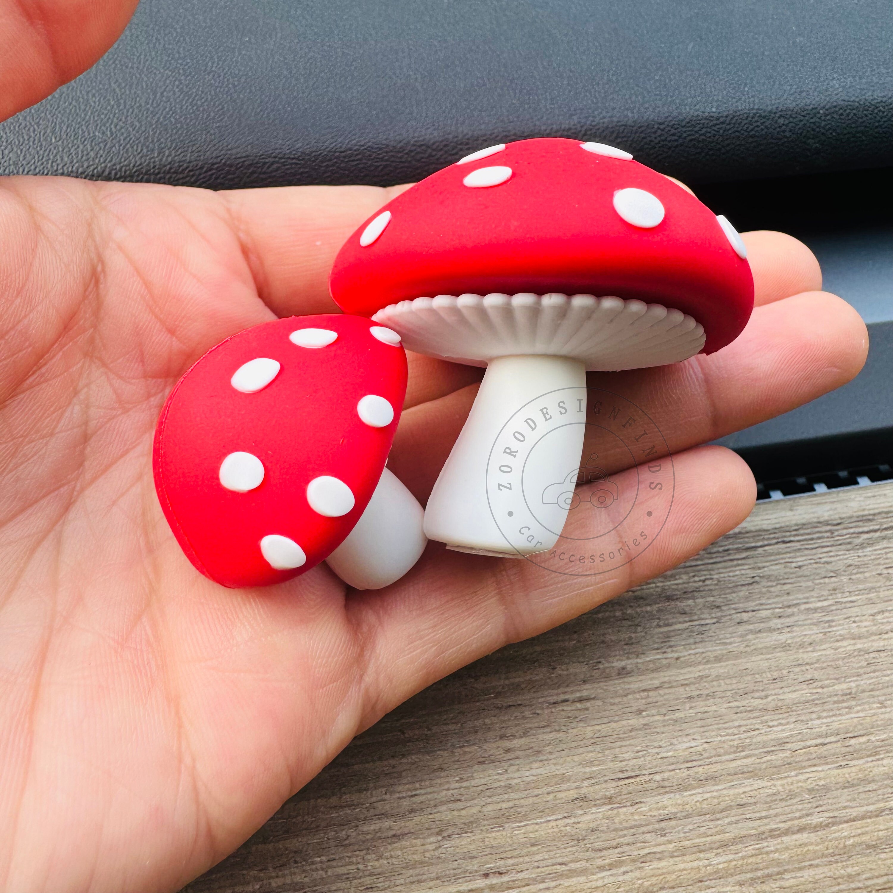 2pcs Small Mushroom Car Ornament,mushroom Car Dashboard Accessory,mushroom View Mirror Decal,mushroom Car Decor, Car Interior Accessories