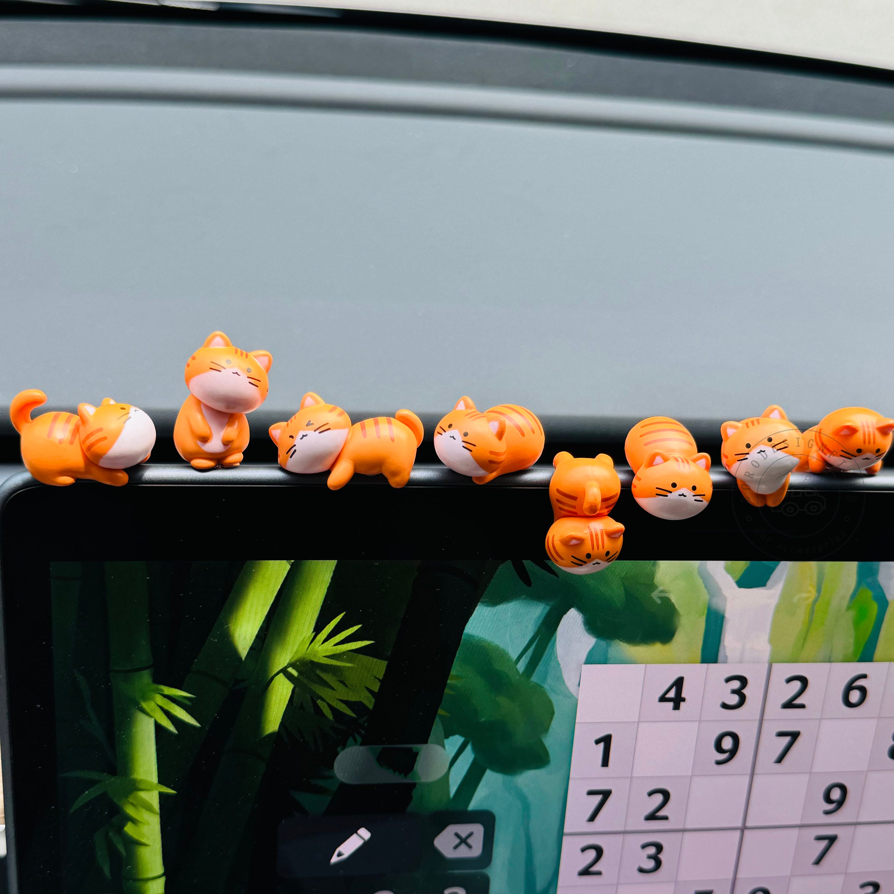 Omnikryp Süße Katzen Auto Deko - 5-teiliges Set Für Armaturenbrett & Mittelkonsole