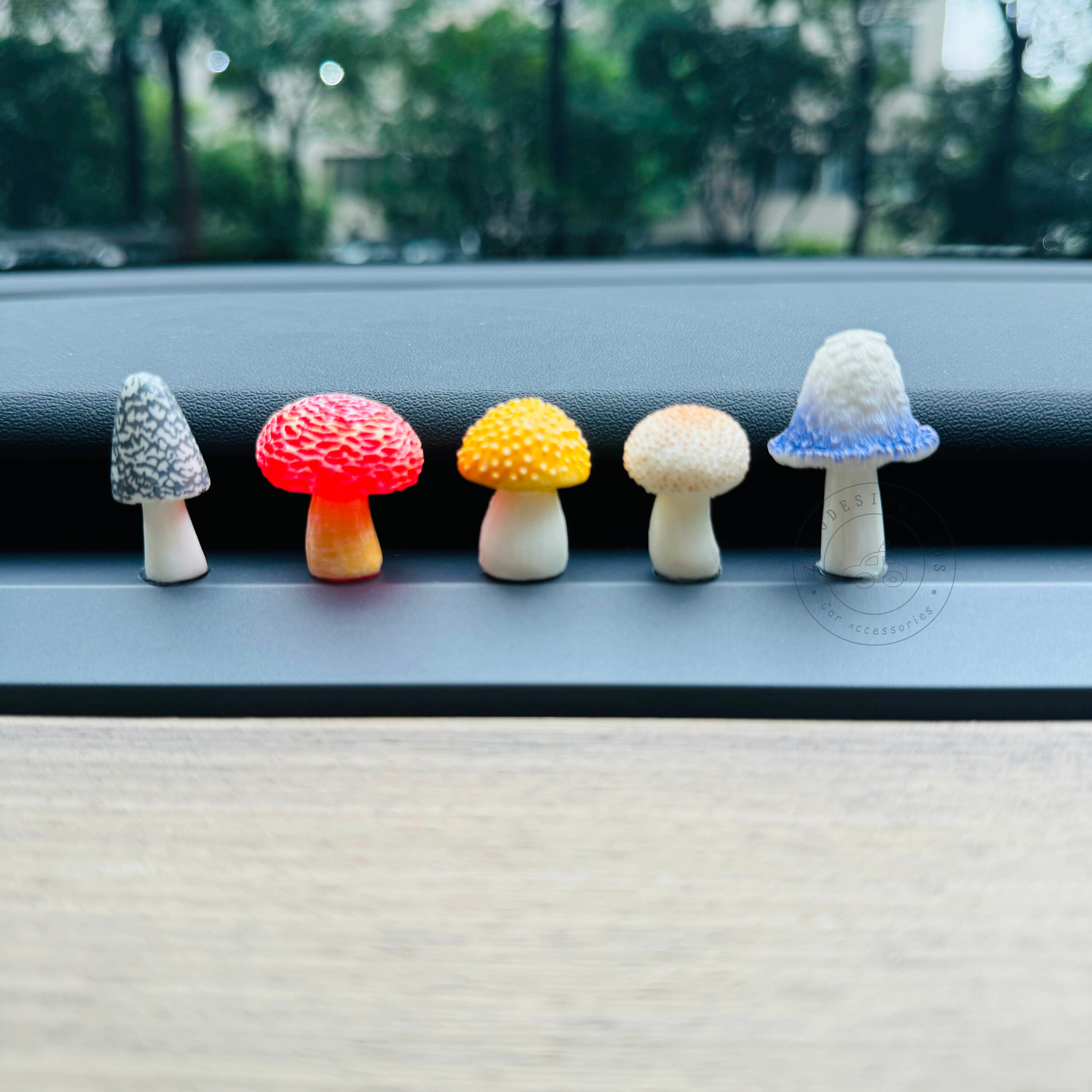 6 Décorations Champignons Lumineux Pour Voiture - Adhésifs Rétro-éclairants Pour Tableau De Bord Et Rétroviseur - 4