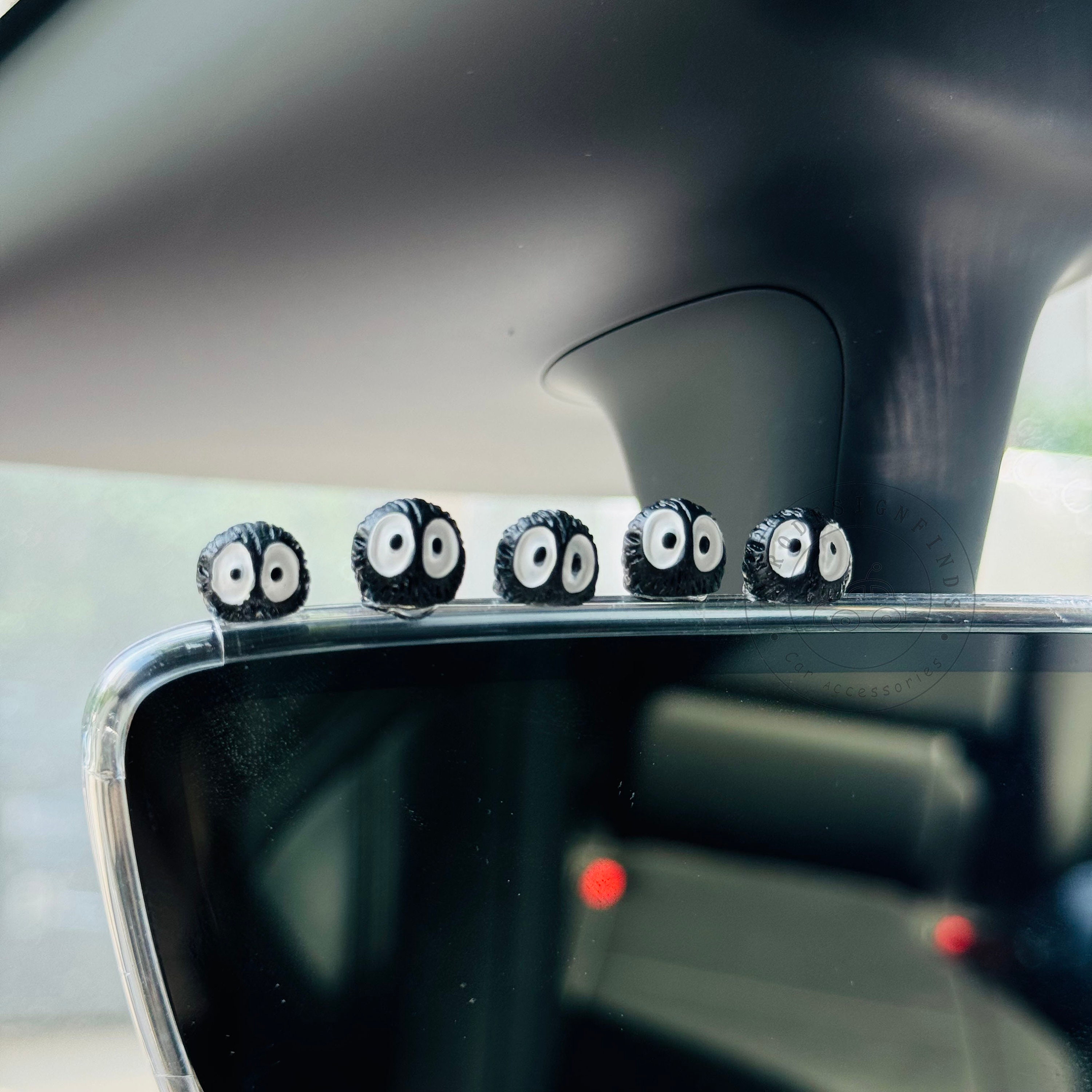 5pcs Small Black Briquet Car Rearview Mirror Decor, Creative Car Ornament, Cute Mini Briquet Figurine, Car Ornament Decor, Women Car Parts