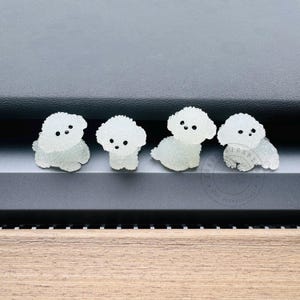 4pcs Glow-in-the-dark Cute Puppy Car Ornaments, Kawaii Car Decor, Car Dashboard Ornament, Car Interior Decor, Handmade Car Accessory