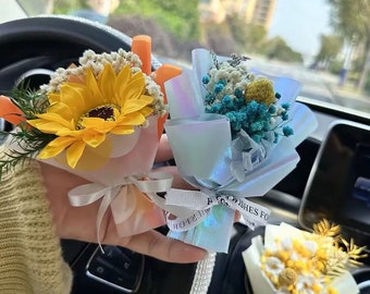 Handmade Mini Natural Flower Car Air Vent Clip, Car Air Freshener, Dried Flower Bouquet, Car Scent Diffuser, Car Perfume Decor, Gifts