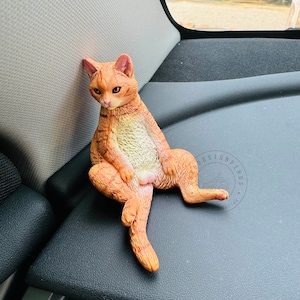 Cute Sitting Fat Cat Car Mirror Ornament, Cartoon Car Figurine, Car Rearview Mirror Decor, Dashboard Ornament Decor, Women Car Accessories
