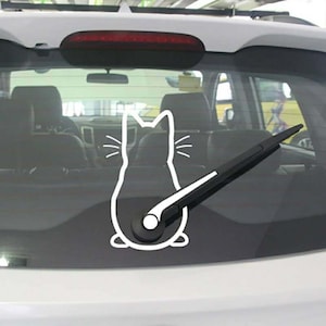 Cat Window Wiper Tail Sticker, Rear Windshild Decoration, Cartoon Line Cat Sticker, Custom Personlized Waterproof Reflective Decal