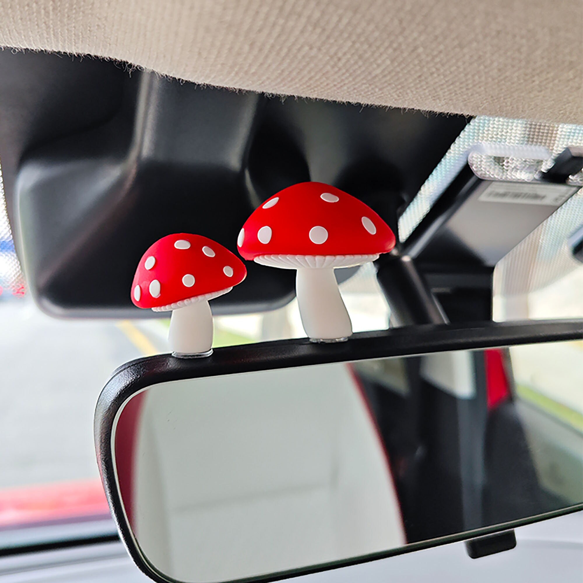2pcs Small Mushroom Car Ornament,mushroom Car Dashboard Accessory