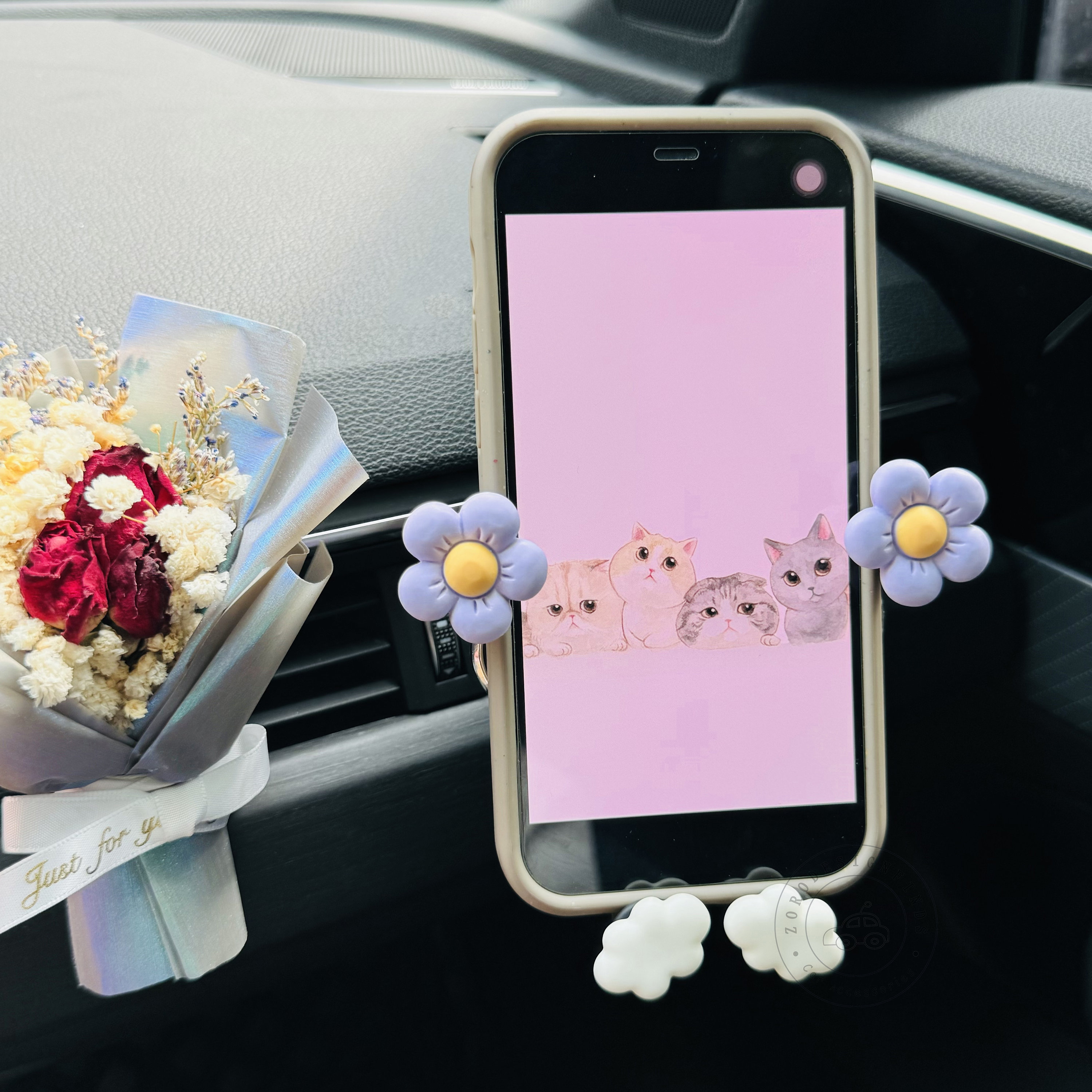 Niedliche Blumen-Auto-Telefonhalterung, Handyhalterung, Auto-Telefonhalterung, Auto-Telefonständer, Niedliche Auto-Telefonhalterung, Frauen-Auto-Innendekoration