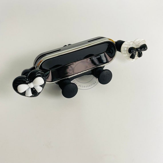 Black White Flower Car Vehicle Mount,Sweet Heart Bowknot Car Air Vent Mount, Cute Gravity Phone Holder, Phone Navigation Support,Car Parts