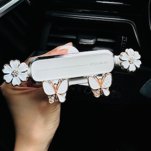 Fashion Flower Butterfly Car Air Vent Mount, Women Car Phone Holder, Cartoon Car Accessories, Car Charm, Gravity Design, Cute Car Decoration