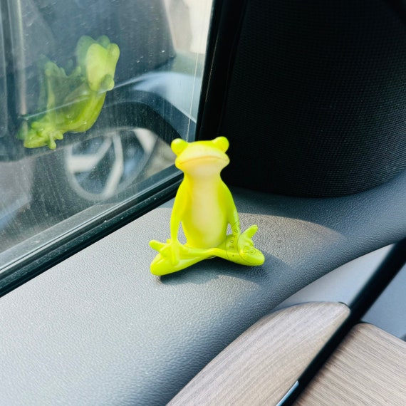 Luminous Frog Car Dashboard Decor - Funny Rearview Mirror Ornament, Resin Interior Accessory, Adhesive Stickers Included - View #7