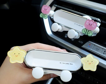 Cute Yellow Star Car Phone Holder, Flower Car Air Vent Mount, Gravity Design Holder, Phone Navigation Support, Phone Support Stand,Car Parts