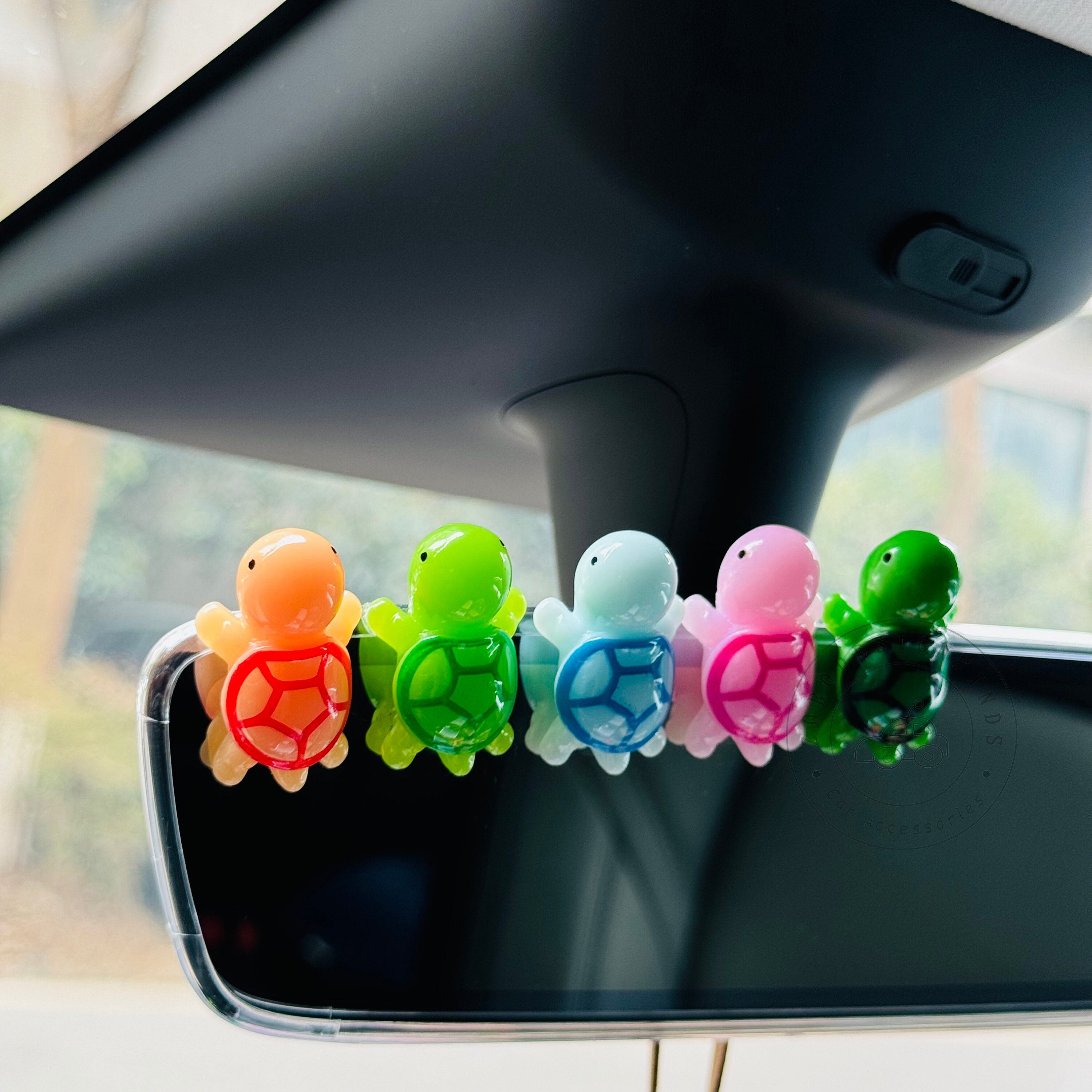5PCS Cartoon Mini Turtle Ornament Figurine, Cute Colorful Turtle Car Decoration, Kawaii Car Interior Accessories, Car Screen Ornaments