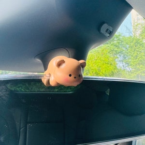 Cartoon Animals Car Review Mirror Decor, Car Mirror Ornament, Cute Cat Figurine, Kawaii Car Dashboard Ornament, Car Parts, Car Interior