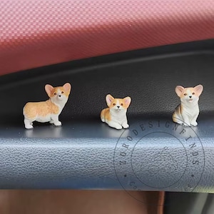 8 Style Cute Mini Corgis Car Ornaments, Car Dashboard Decor, Cute Corgis Dogs Figurine, Car Mirror Ornament, Kawaii Car Screen Accessories