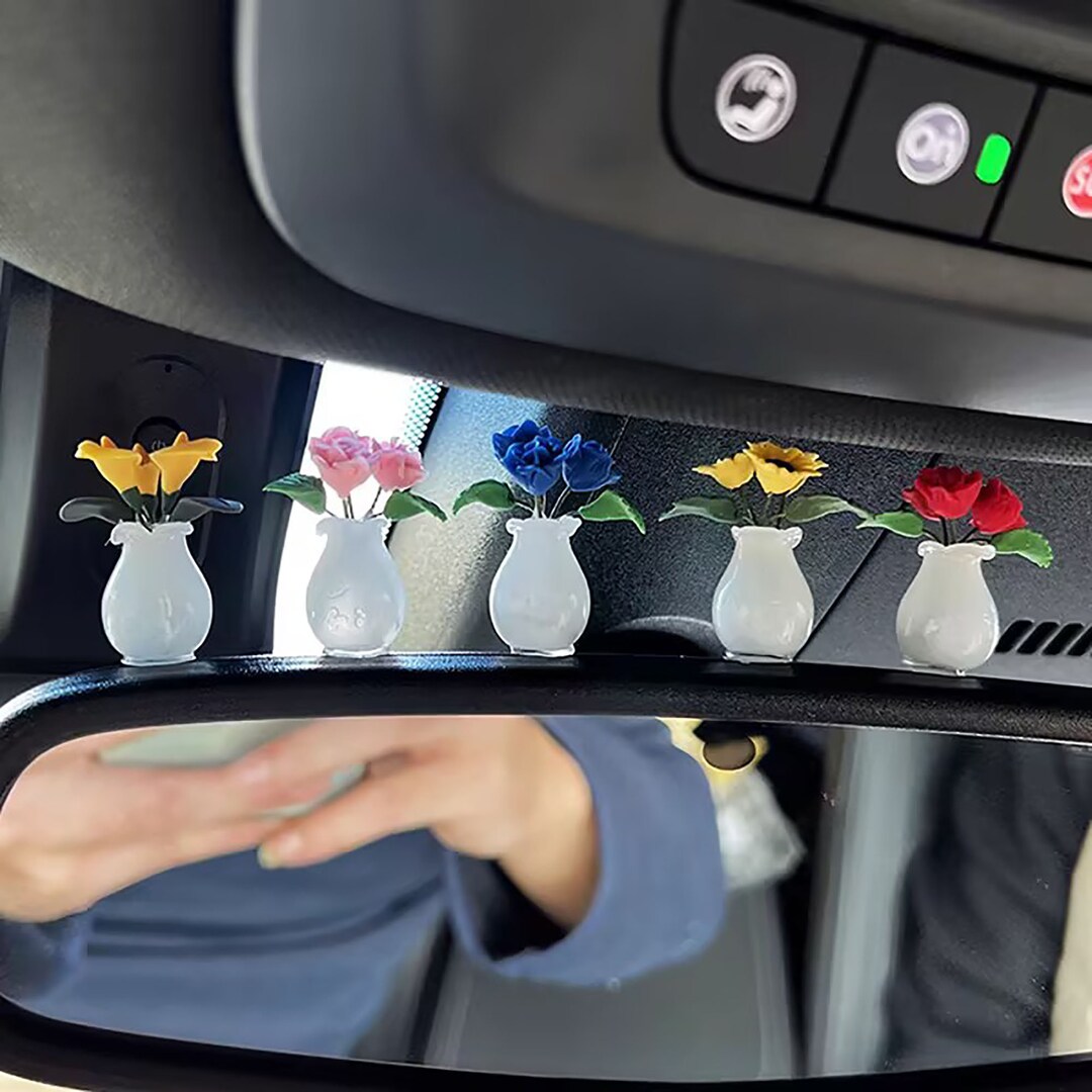 5 Style Flower Vase Car Decoration, Cute Car Center Console Ornament