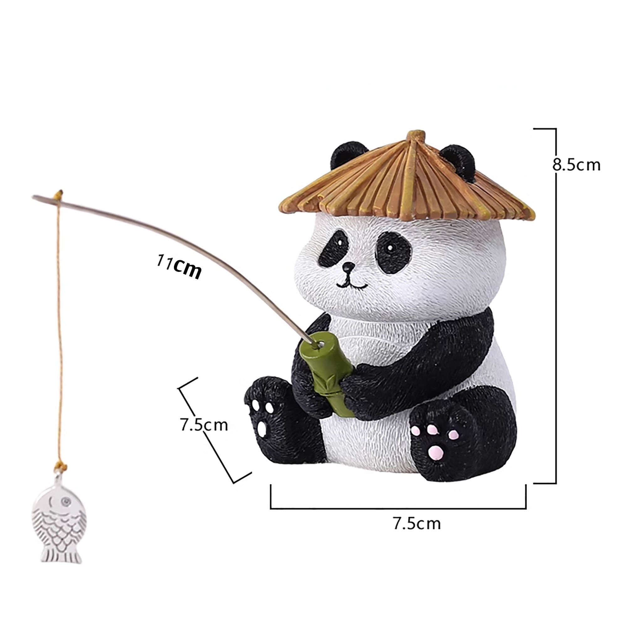 Cute Panada Fishing Car Mirror Ornament, Cartoon Car Figurine, Car