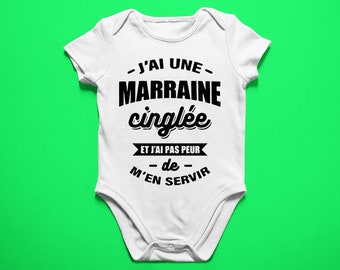 Body bébé | J'ai une Marraine cinglé  | Bodie bébé | Body Personnalisé | Cadeau de naissance | Demande marraine | Idée cadeau