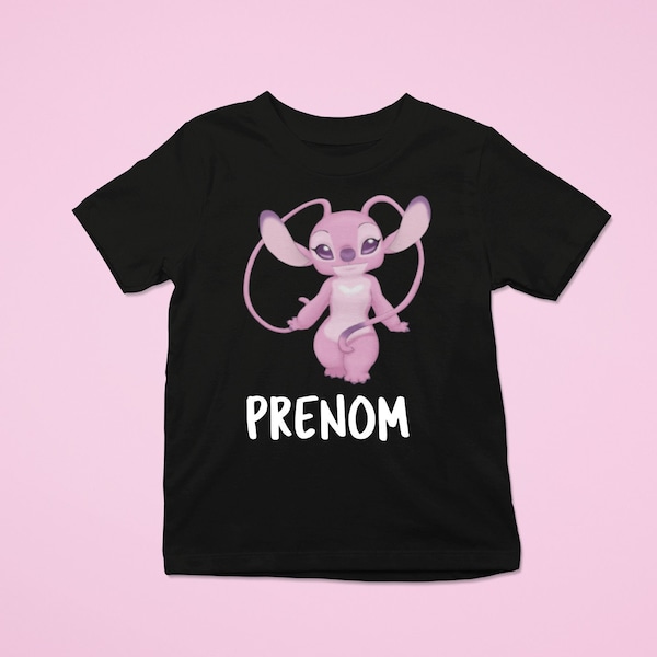 T-shirt personnalisé Enfant Stitch Rose | T-shirt Enfant Stitch | T-shirt Stitch Angel | T-shirt Fille Stitch Rose | Shop en Famille |