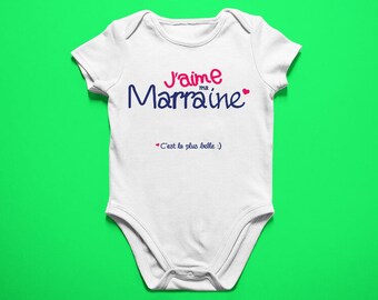 Body bébé | J'aime ma marraine | Bodie bébé | Body Personnalisé | Cadeau de naissance | Demande marraine | Idée cadeau