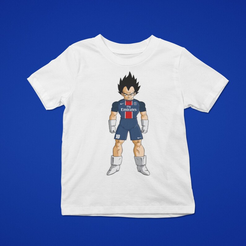 T-shirt personnalisé Enfant Vegeta T-shirt Enfant Dragon Ball Z T-shirt Inspiration PSG T-shirt Mixte Goku Shop en Famille image 1