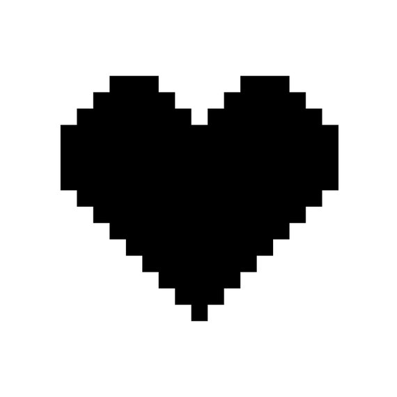 Black Pixel Heart Instant Download SVG, PNG, EPS, Pdf, Jpg Digital
