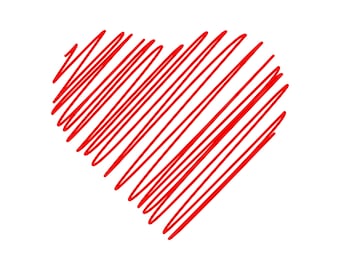 Red Hand drawn heart scribbled Instant Download SVG, PNG, EPS, Pdf, Jpg Digital Download Valentine's Day Love