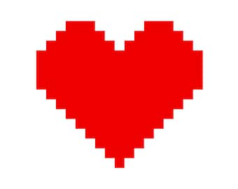 Red Pixel Heart Instant Download SVG, PNG, EPS, Pdf, Jpg Digital Download Valentine's Day Love