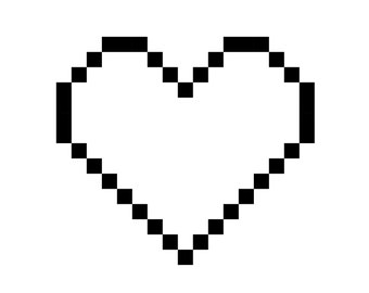 Black Pixel Line Heart Instant Download SVG, PNG, EPS, Pdf, Jpg Digital Download Valentine's Day Love