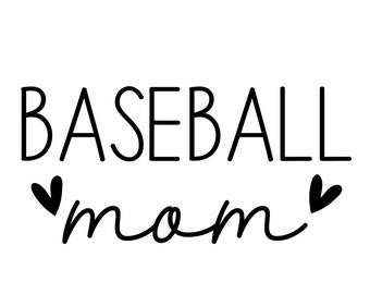 Baseball Mom Black and White Instant Download SVG, PNG, EPS, Pdf, Jpg Digital Download