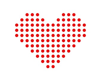 Dotted Red Heart Instant Download SVG, PNG, EPS, Pdf, Jpg Digital Download Valentine's Day Love