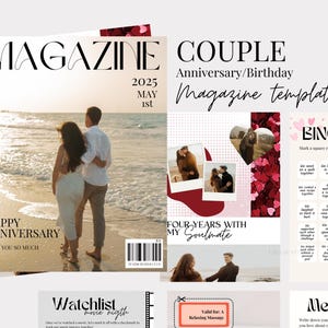 Modello personalizzabile per rivista Partner, rivista di anniversario per il partner, idee regalo di coppia, fidanzate, fidanzati, modello Canva