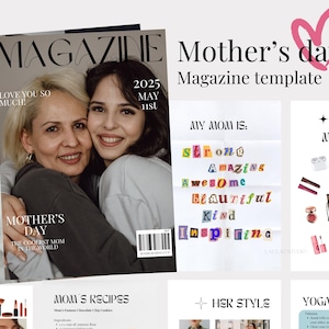 Modello di rivista per la festa della mamma, rivista Vogue per la festa della mamma, regalo per la festa della mamma, rivista personalizzabile