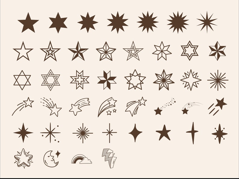94 Star Procreate Brushes, Star Stamp Brushes, Cute Decorative Star,Procreate Doodle brushset, procreate tattoo, Digital Download, image 3