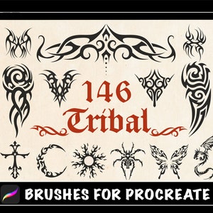 146 Procreate Tribal Tattoo Brushes,  Tribal Ornament Procreate Stamp, Tribal procreate brushes tattoo, tattoo stencil design