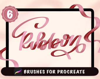 Ribbon Lettering Procreate Brush Set, Ribbon Procreate Brushes, Calligraphy Brush, Digital Handlettering