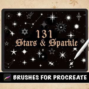 131 Star and Sparkle Procreate Brushes, Stars Texture Brushes, Galaxy Brushes, Cute Star, Glitter star Procreate Stamp, Digital Download