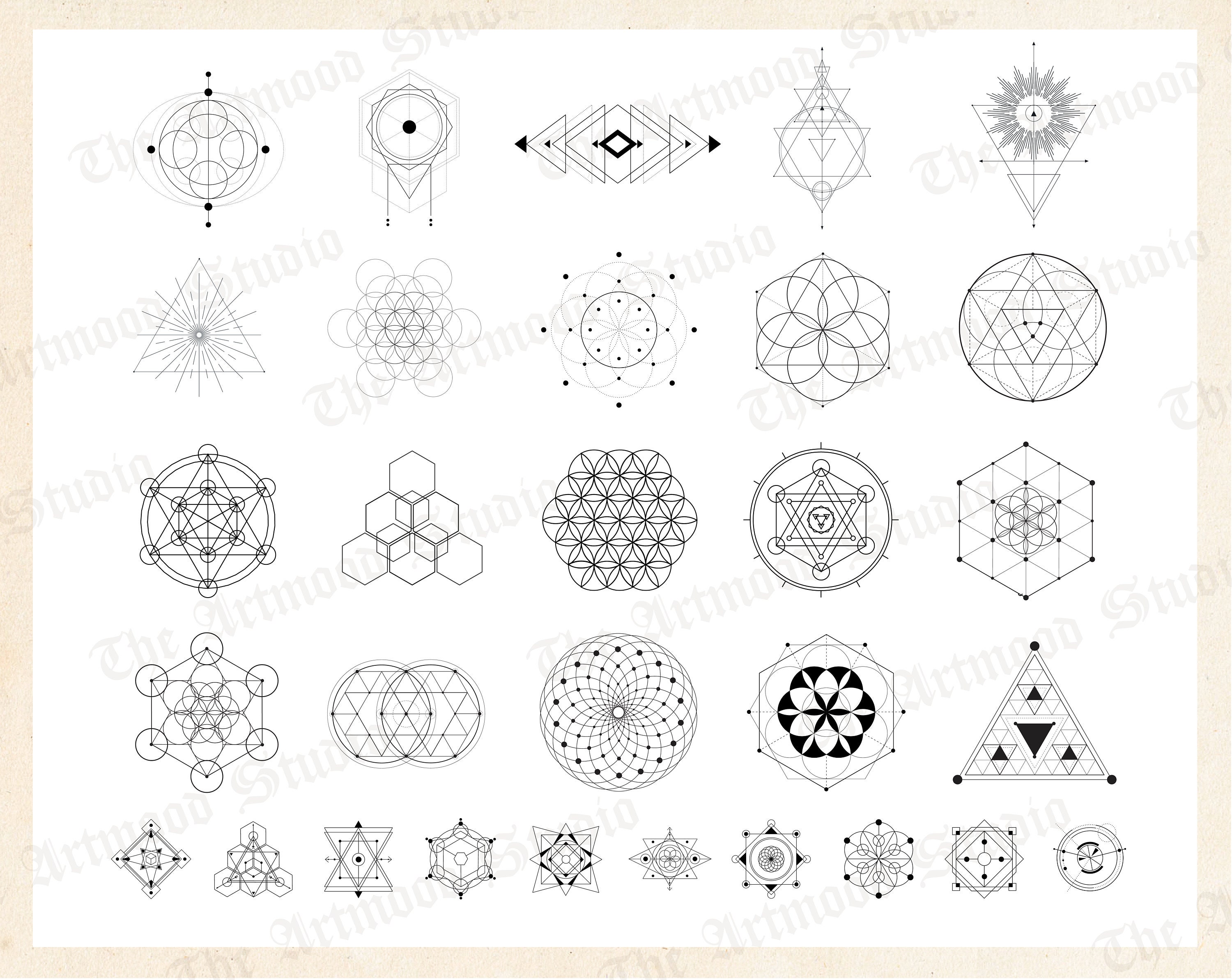 107 Sacred Geometry Procreate Brushes Sacred Ornament Tattoo Etsy